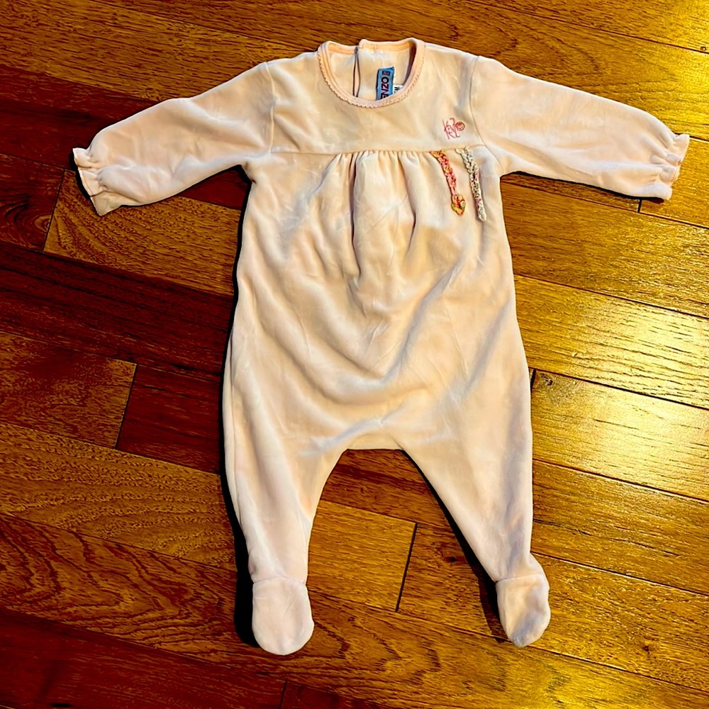 KENZO Junior footed pink velour 1 -piece